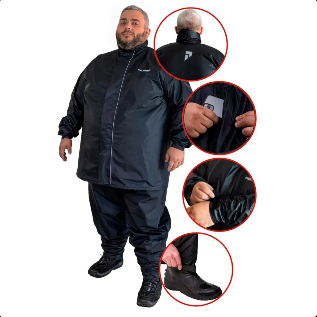 Capa Chuva Moto Impermeavel Pioneira Storm Nylon Plus Size
