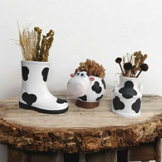 Kit para Decoração de mesa de Festa Country Vaca Mancha Botinha pequena e Leiteira pequena 3 Peças em Oferta na Shopee