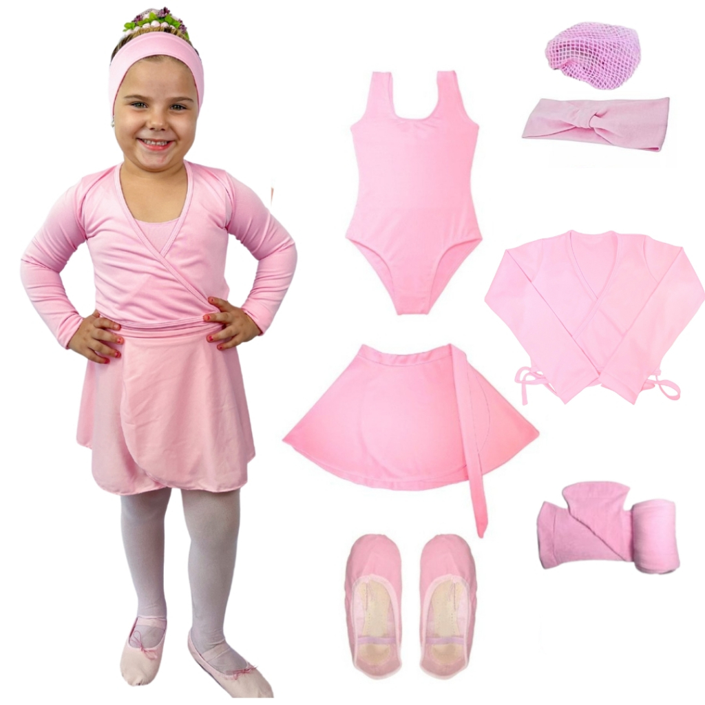 Kit 7 Itens Rosa Ballet Infantil C/ Casaquinho Inverno de 02 a 12 Anos em Oferta na Shopee