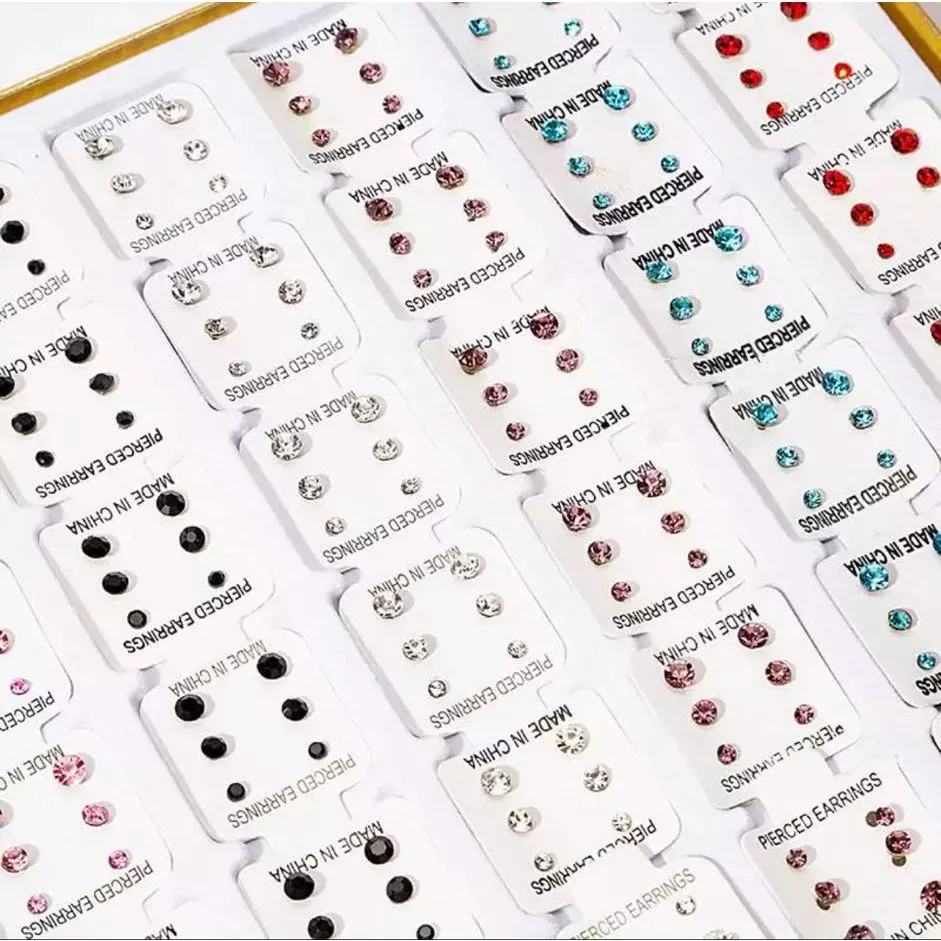 Kit 108 Pares de Brincos strass antialérgico acessórios em Oferta na Shopee