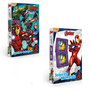 Kit Vingadores Marvel Jogo de Memória & Quebra Cabeça 200 Peças - 8041/8038 em Oferta na Shopee