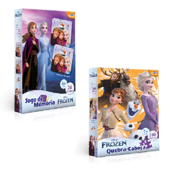 Kit Disney Frozen Jogo da Memória & Quebra Cabeça 200 Peça - 8033/8030