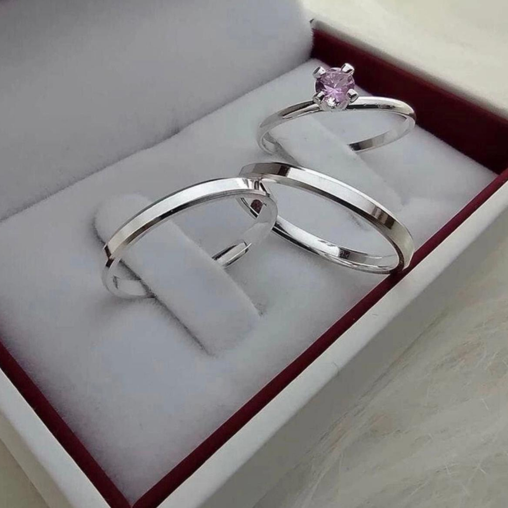 Par Aliança De Namoro  Compromisso 2 mm Prata 925 Original + Estojo de Veludo + Gravação Nome e Data