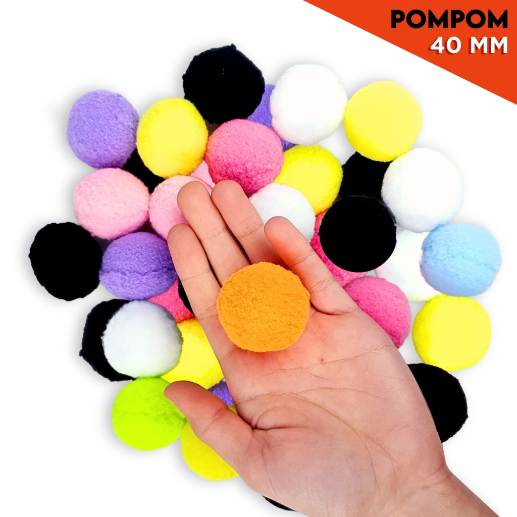 Pompom Poliéster Colorido 40mm C/50 para Artesanato, DIY, Escolares, Festa e Decoração - SHEFA em Oferta na Shopee