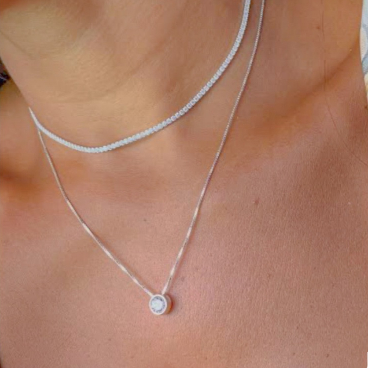 KIT 2 Choker Riviera Cristal + Colar Com Ponto De Luz me Banhado a Prata 925 ouro 18k em Oferta na Shopee