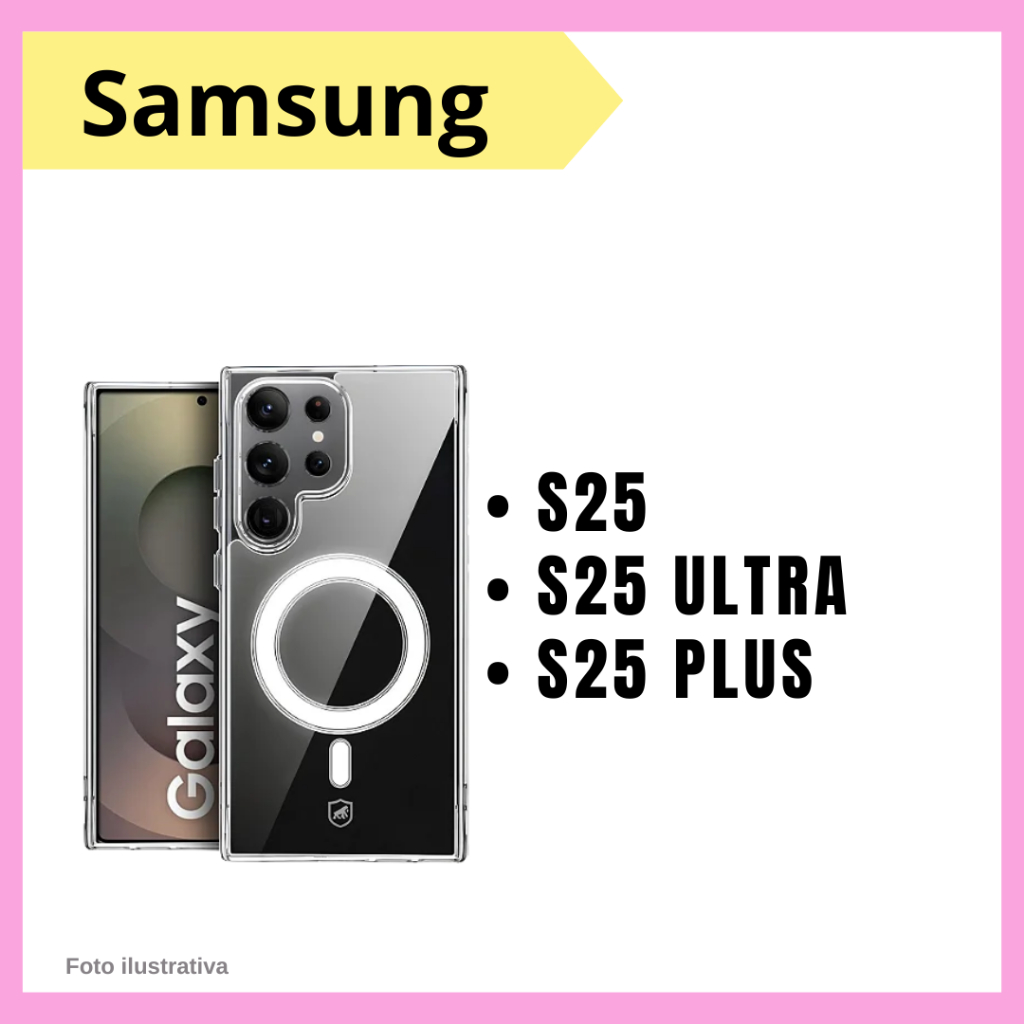 Capa Transparente Magnética para Carregador de Indução Para Samsung S25 / S25 Plus / S25 Ultra. (CF35)