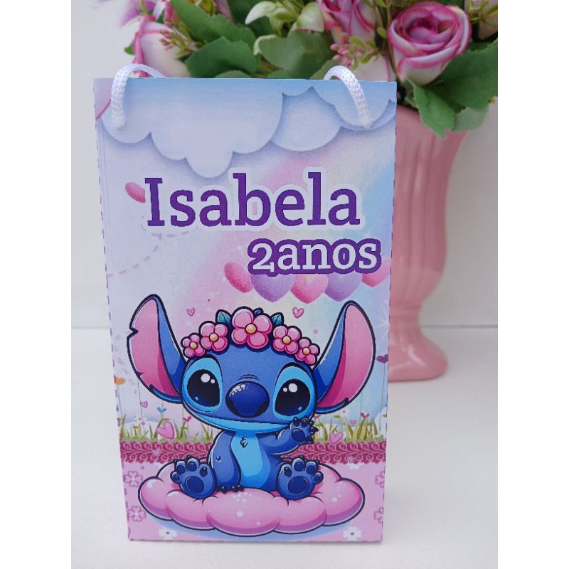 10/15/20/25/30 Sacolinhas  personalizadas stitch lembrancinhas com nome e idade