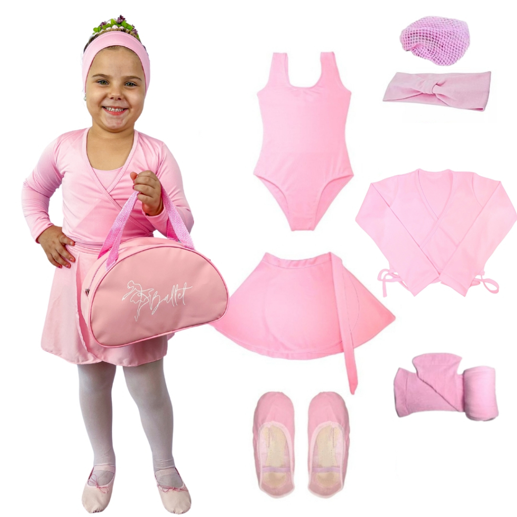Kit Completo 8 Itens Bailarina Infantil Com Bolsa e Casaquinho Meia Estação