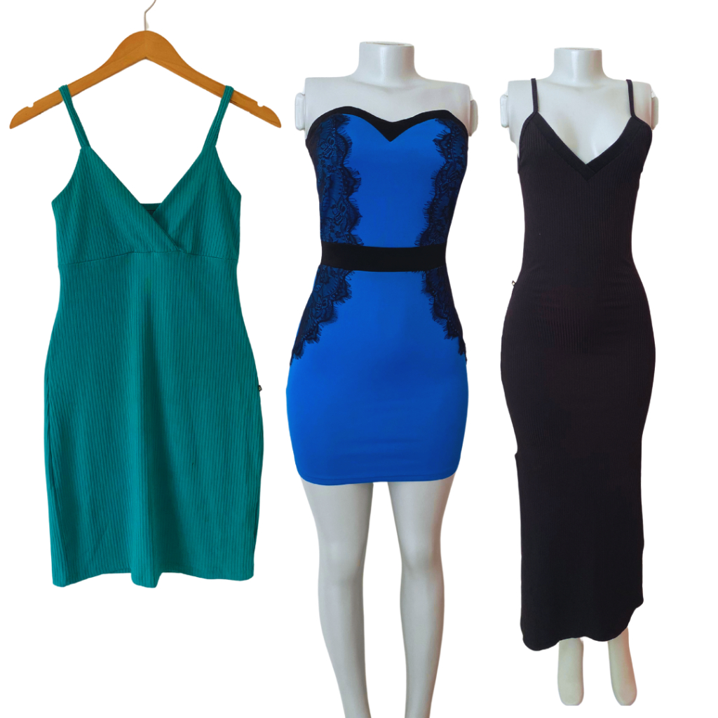 Kit 3 Vestido Femininos Adulto Vestido de Festa Vestido Longo Vestido Curto Excelente Qualidade