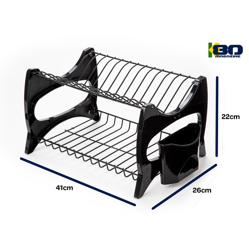 Escorredor de Louças Verona Metaltru em Aço Térmico para 13 Pratos c/ Porta Talher em Oferta na Shopee