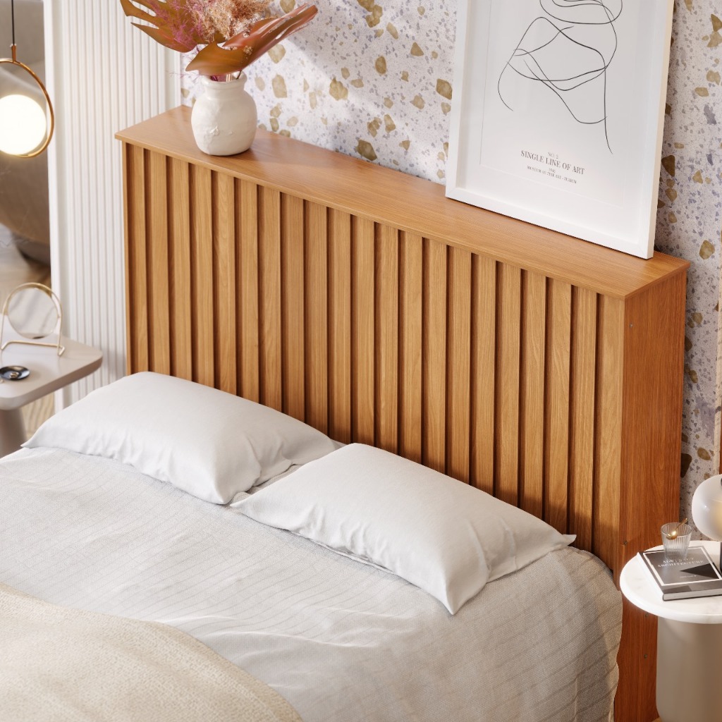 Cabeceira Ripado Para Cama Box Queen 160 cm Resistente MDF - Polizelli Móveis
