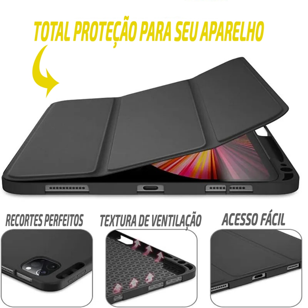 Capa Smart Case Para Tablet iPad Pro 13 Pol 2024 M4 Com Suporte Caneta