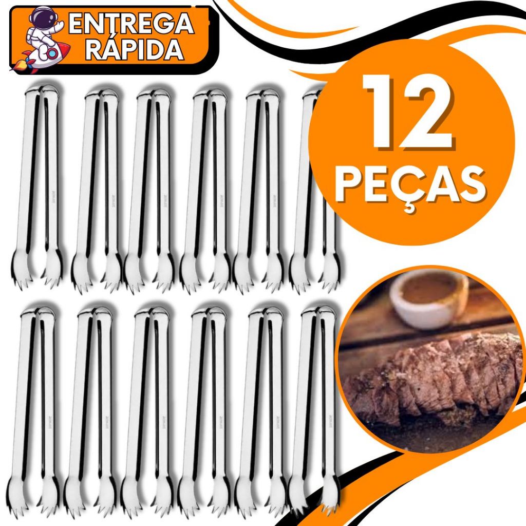 KIT 12 Pegador de Carne Gelo Fruta Frios Inox Resistente Utensilio Multiuso para Cozinha Bares Restaurante em Oferta na Shopee