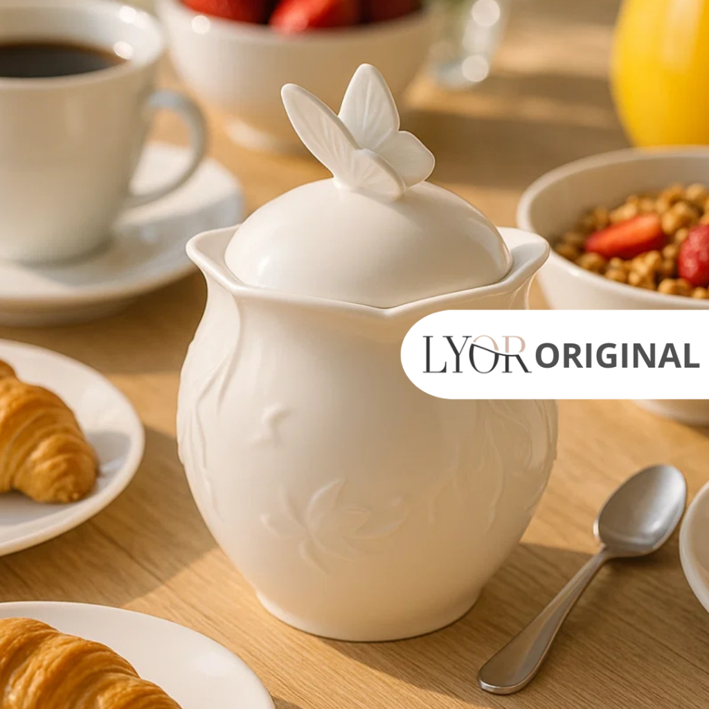 Pote com Tampa em Porcelana Butterfly Flower 13,5cm - Lyor Original em Oferta na Shopee