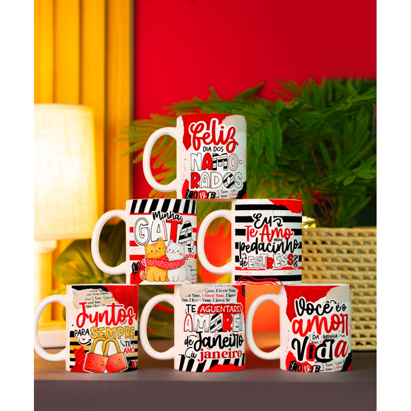 Caneca personalizada dia dos namorados - amor da minha vida juntos para sempre minha gata patoda vida casal maromba