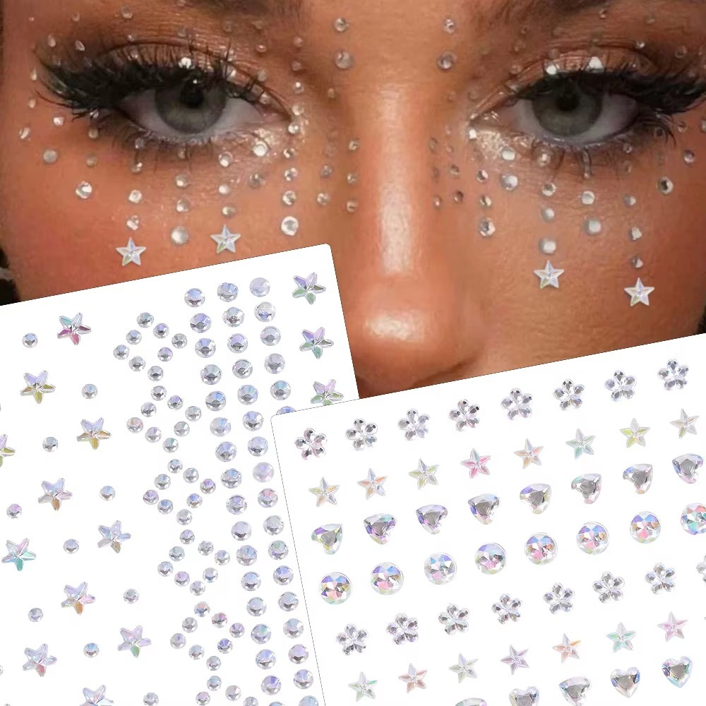 Diamantes para os olhos/decoração facial, maquiagem para os olhos com pérolas/strass para palco de joias- FY802115