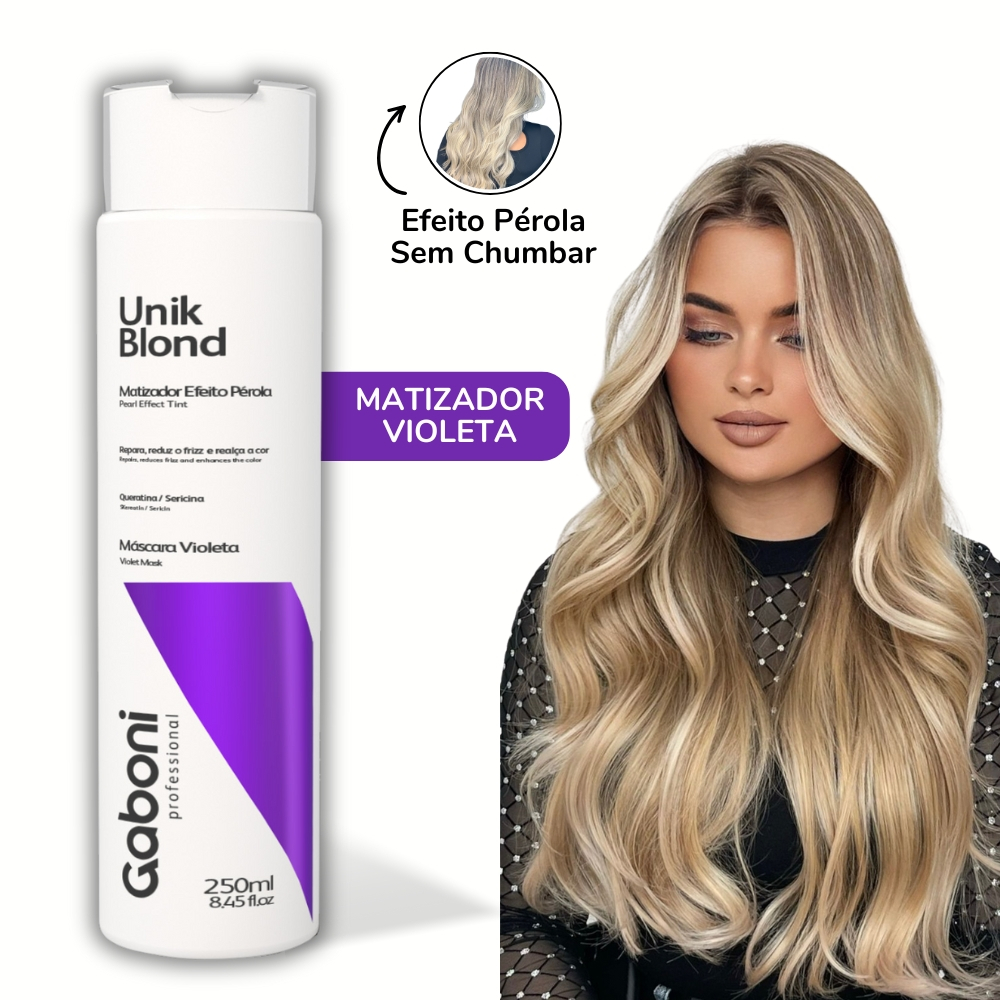Máscara Matizadora Violeta Loiro Pérola Unik Blond 250 ml Gaboni em Oferta na Shopee