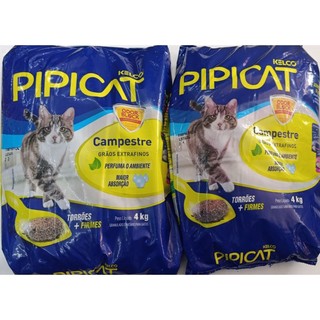 Areia higienica para gatos Pipicat Campestre 4kg kit com 2 unidades