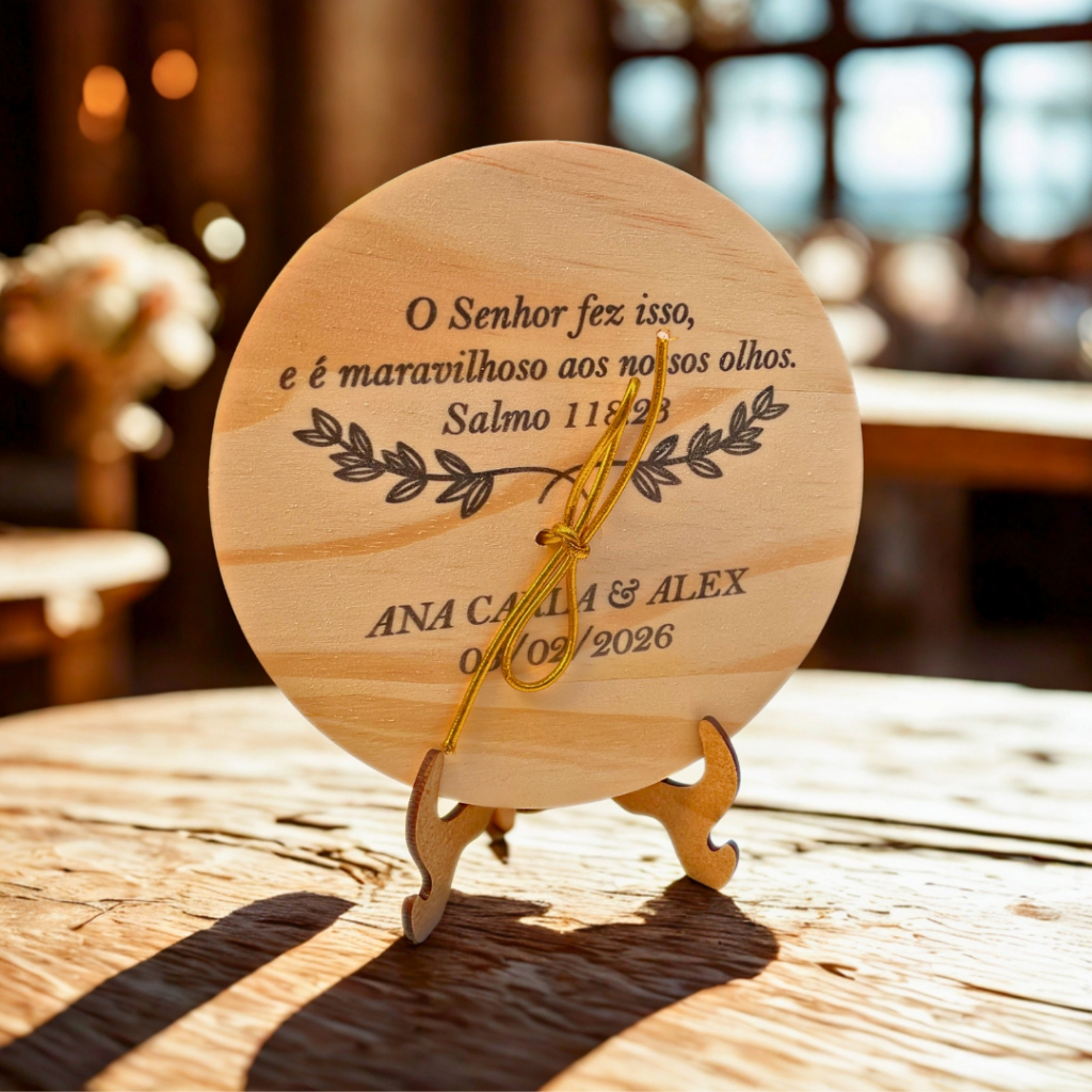 PORTA ALIANÇA PERSONALIZADO EM MADEIRA PINUS COM ENVIO EM 24 HORAS UTEIS