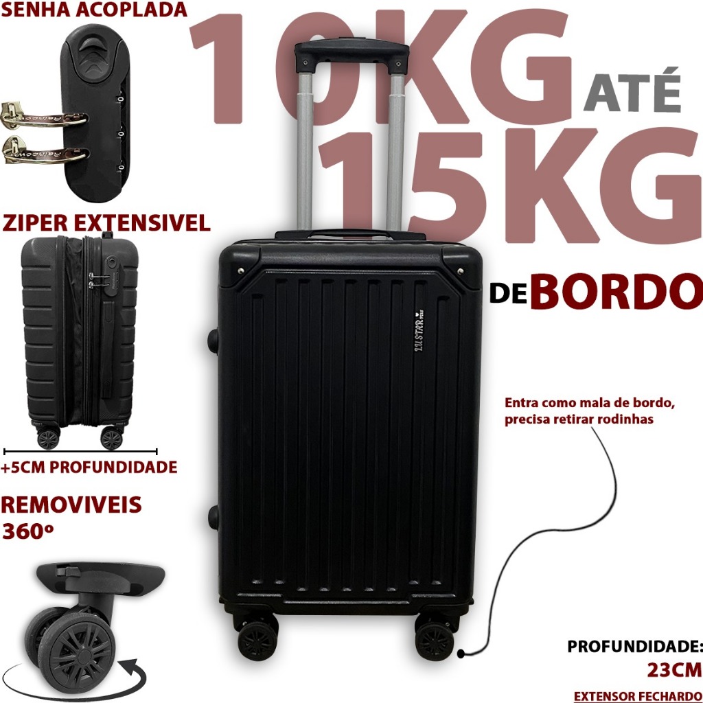 Mala De Viagem De Bordo N20 Duplo Ziper Roda Dupla ABS Com Senha Expansível Promoção em Oferta na Shopee