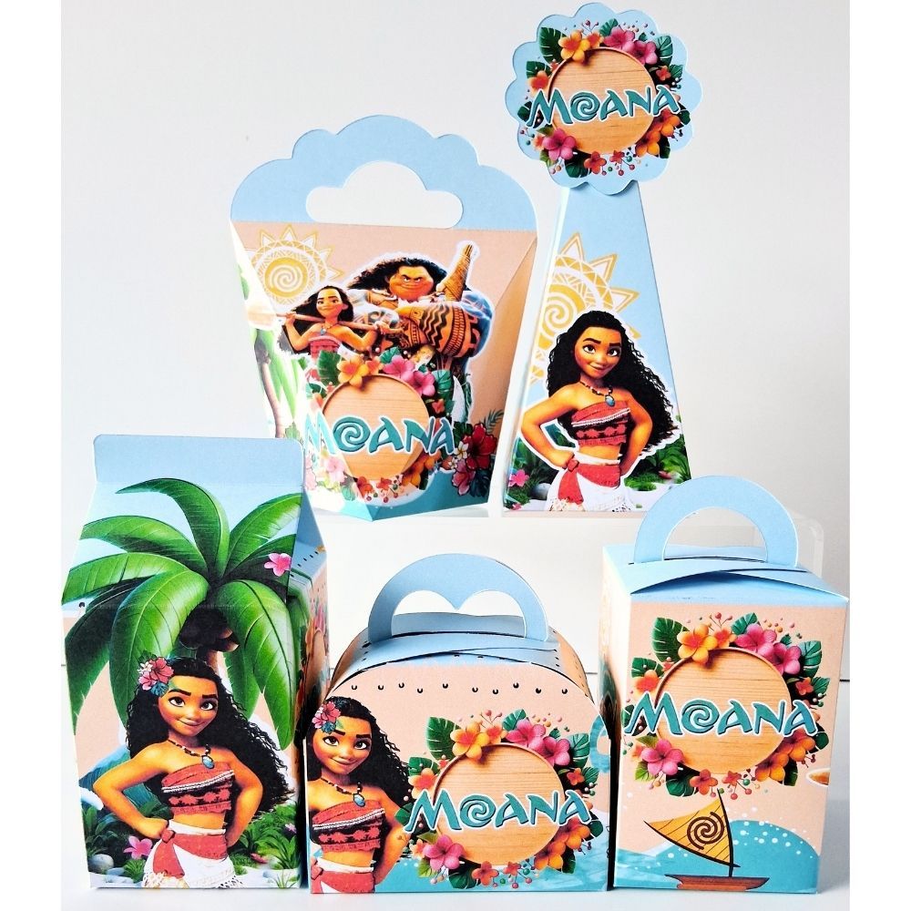 Caixinhas Moana - Caixinhas para decoração e lembrancinha de aniversário e festa infantil- Pegue e monte
