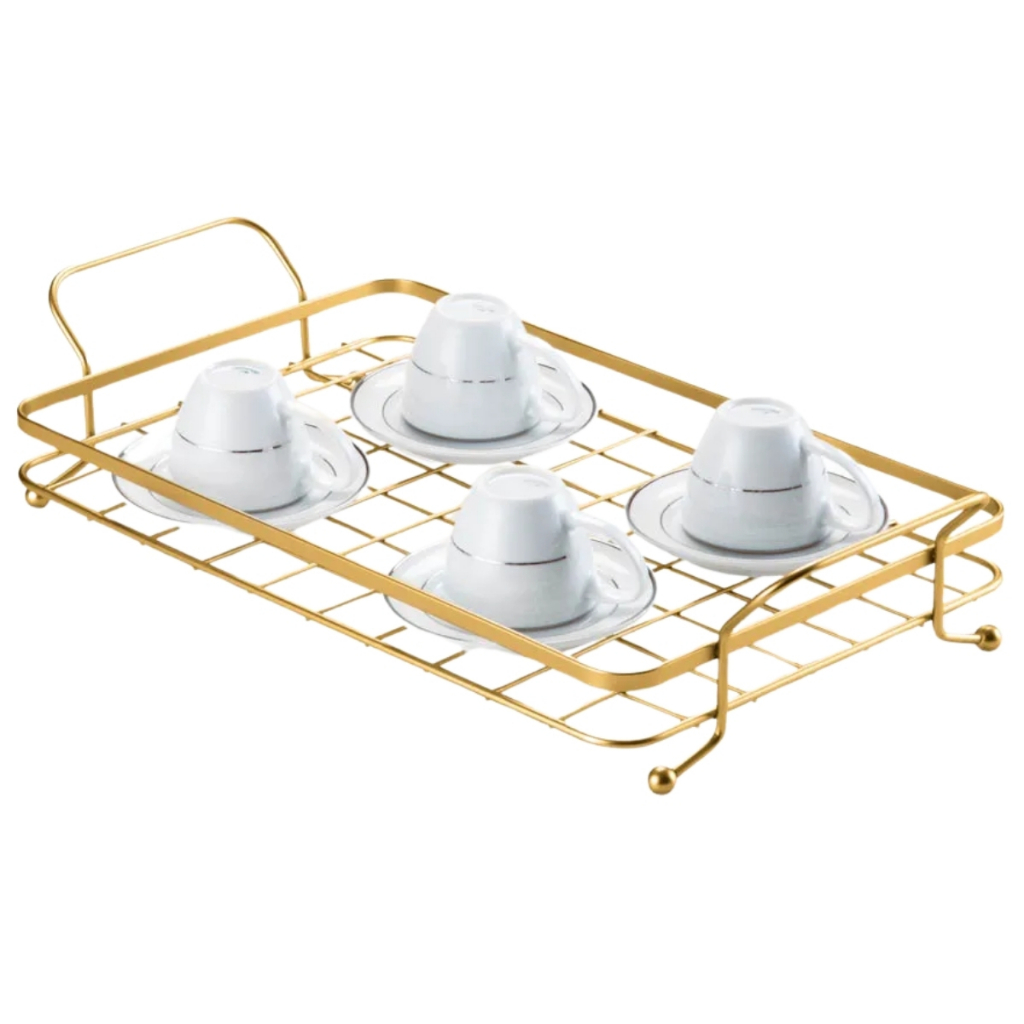 Bandeja Decorativa Para Servir Café Agua Bancada Escritório Arthi em Oferta na Shopee