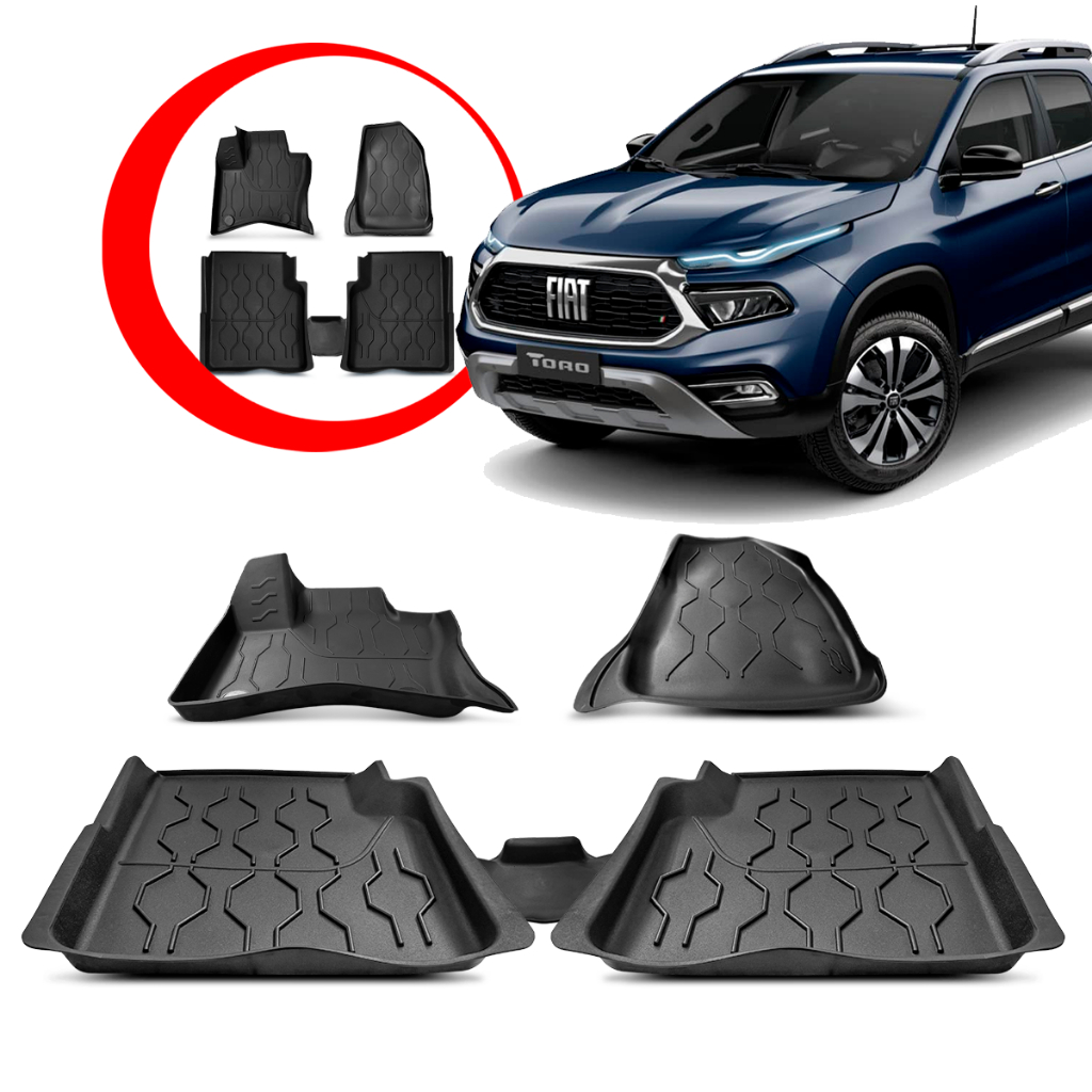Jogo Tapete Premium Borda Elevada Fiat Toro 2017 2018 2019 2020 2021 2022 2023 24 25