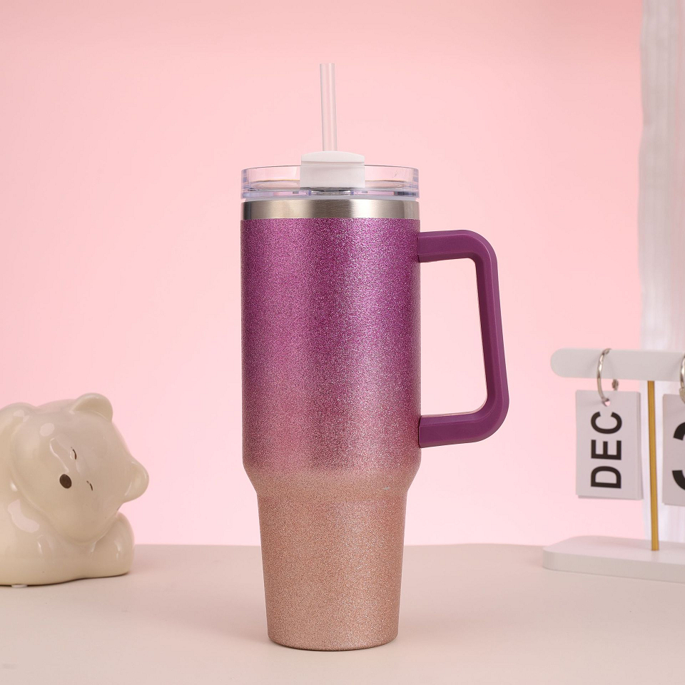 Imagem Copo garrafa Térmica Inox 1200ml Parede Dupla tampa Canudo Premium Cor Degrade