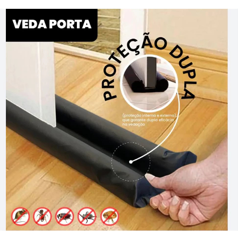 Veda Porta - Anti Poeira e Insetos - Protetor de Porta Impermeável Preto e Marrom De 80cm