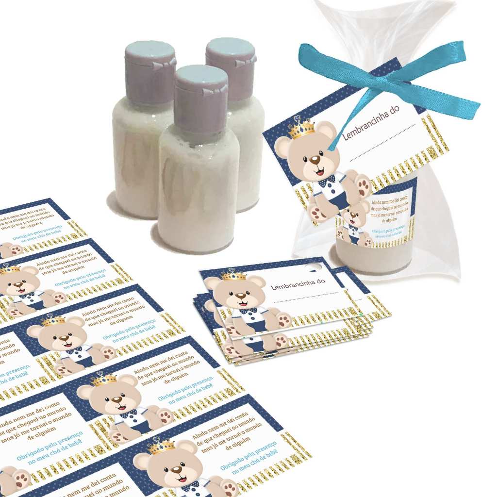 Kit 50 Lembrancinhas Decorativas para chá de bebê Ursinho Realeza em Oferta na Shopee