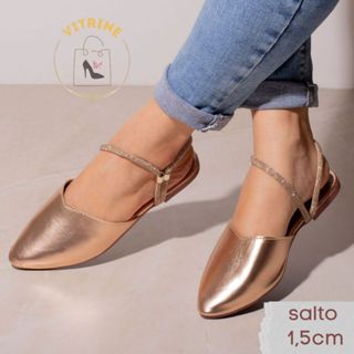 Sandalia Feminina Bico Folha Strass Rasteira Mule em Oferta na Shopee