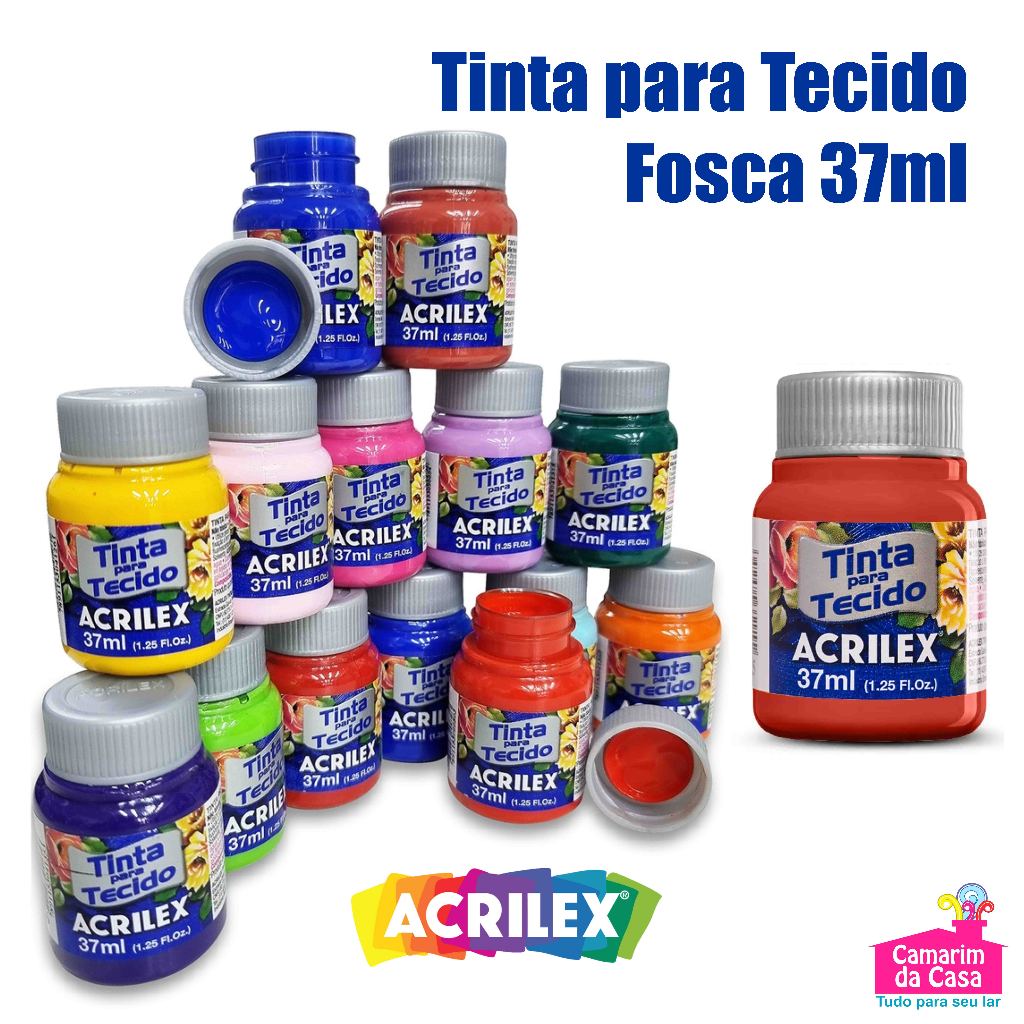 Kit com Tinta para Tecido Fosca Tubo com 37ml cada Marca Acrilex Cores Diversas Escolha o seu em Oferta na Shopee