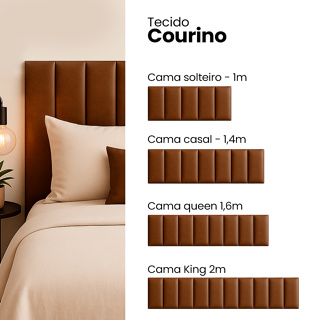 Kits Cabeceira Estofada Courino Marrom 20x60 Módulo Minimalista Macio Cama Solteiro Casal Queen King em Oferta na Shopee