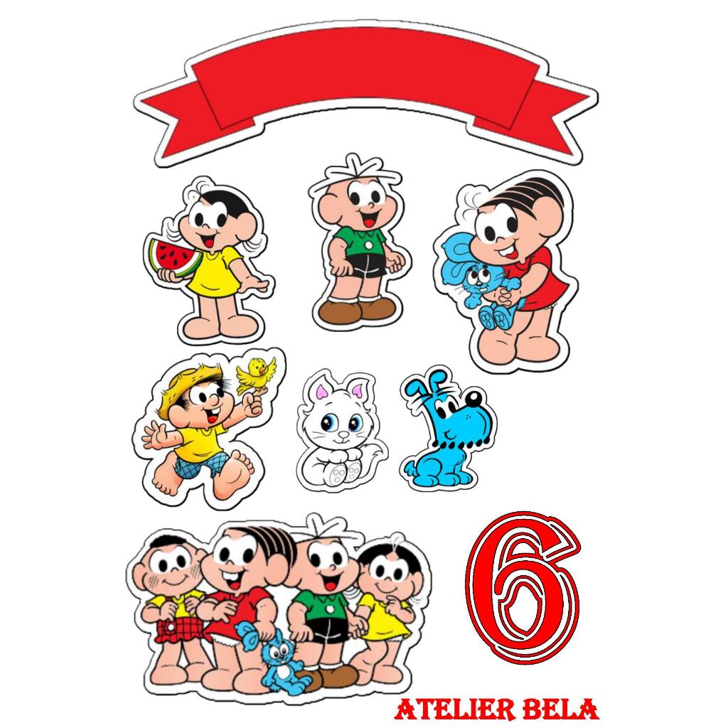 Topo Topper de Bolo Personalizado Turma Da Monica Com Nome e Idade em Oferta na Shopee