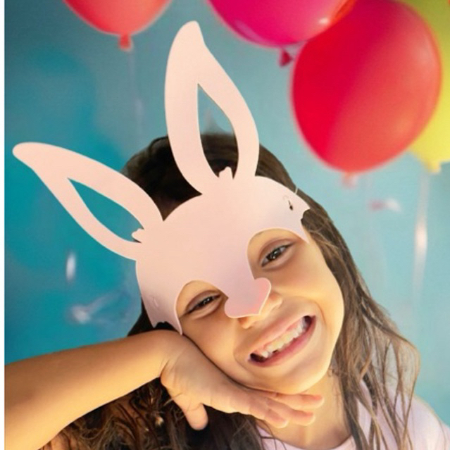 KIT Máscara Coelho Páscoa, para festa, crianças, decoração, Cores sortidas CORAÇÃO NARIZ