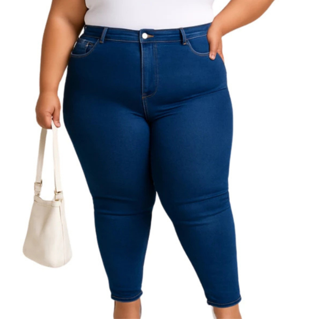 Calça Jeans Feminina Skinny Cintura Alta Com Lycra Casual Denim Confortavel Trabalho Dia a...