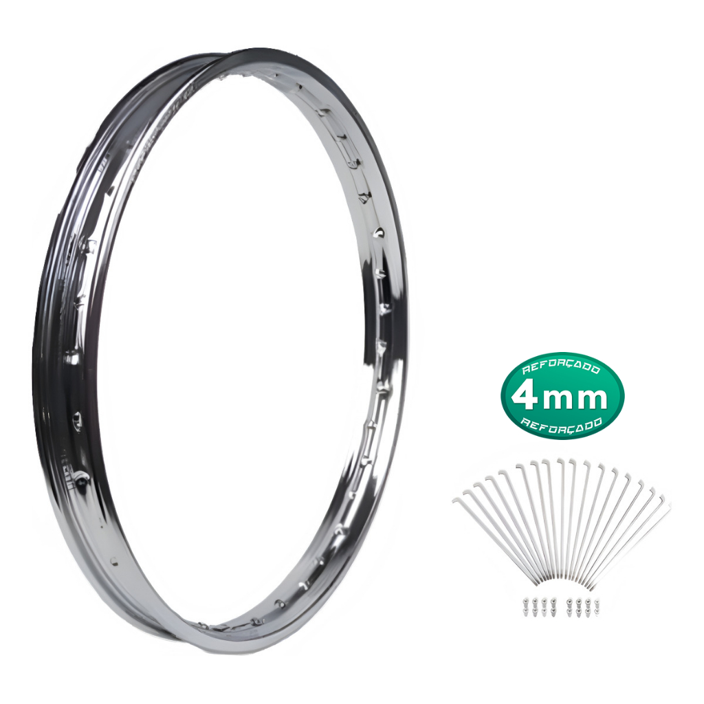 Kit Aro Dianteiro 17 + Raios Cromado Biz Pop 100 / 110 / 125 Kit Aro Dianteiro 17 + Raios Cromado Biz Pop 100 / 110 / 125