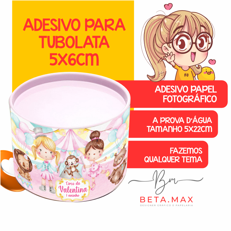 ADESIVO PARA TUBOLATA 5x6CM - PAPEL ADESIVO FOTOGRÁFICO -FAZEMOS QUALQUER TEMA - NÃO ACOMPANHA TUBOLATA