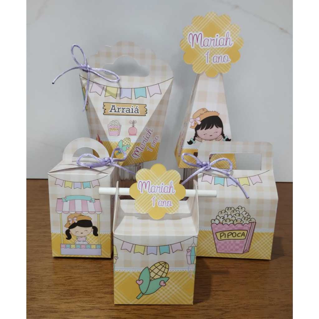 Caixinhas Personalizadas Tema: Festa junina menina PEGUE E MONTE Lembrancinhas Para Festa Kit Festa Personalizados