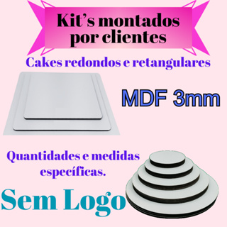 Kit m Exclusivo, cake board MDF 3mm, quadrado retangular, bolo, cakeboard, tabuleiro suporte até 3,1 em Oferta na Shopee