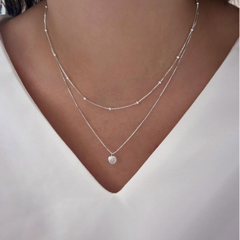 KIT 2 prata 925 Choker de bola Tifanny delicado + Colar Ponto De Luz a prata 925 em Oferta na Shopee