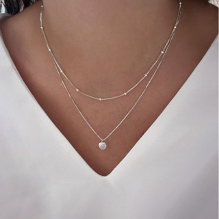 KIT 2 prata 925 Choker de bola Tifanny delicado + Colar Ponto De Luz a prata 925 em Oferta na Shopee