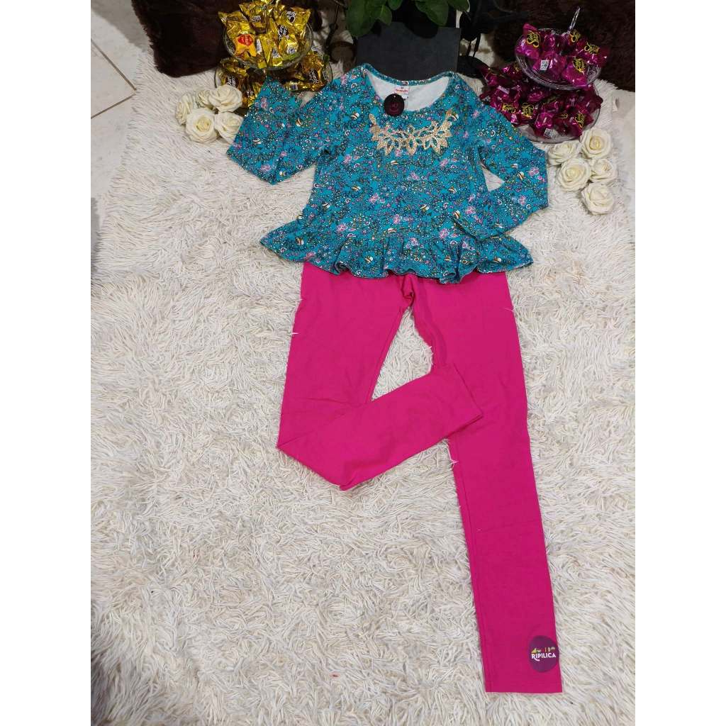 Conjunto Juvenil Feminino, (Blusa m.l Floral + Legging Pink), Tam: 12, Marca; Bethy.bethy