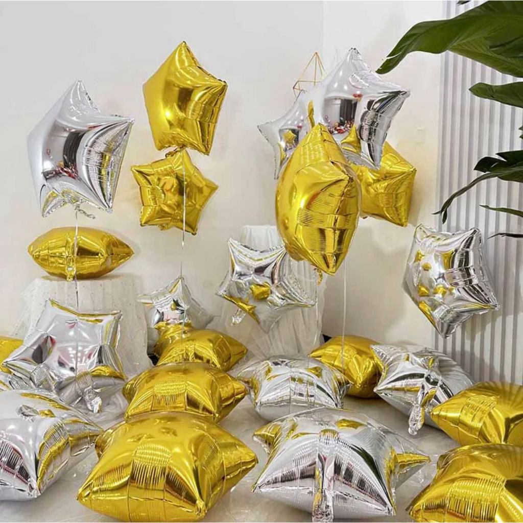 Kit 5/10/20 Balão Metalizado Estrela Cores 18 Polegada 45x45cm Decoração para Festa/Casamento/Namorado e Dia Das Mães