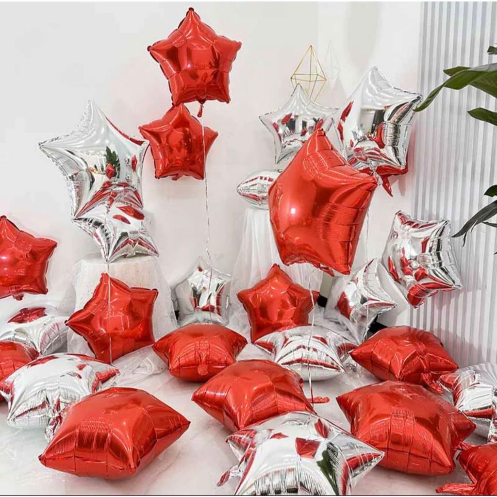 Kit 5/10/20 Balão Metalizado Estrela Cores 18 Polegada 45x45cm Decoração para Festa/Casamento/Namorado e Dia Das Mães