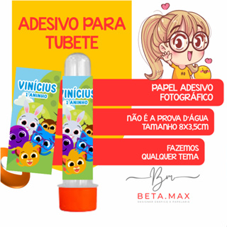 ADESIVOS PARA TUBETE  PERSONALIZADO - 3,5X8CM - BOLOFOFO - FAZEMOS QUALQUER TEMA - NÃO ACOMPANHA TUBETE em Oferta na Shopee
