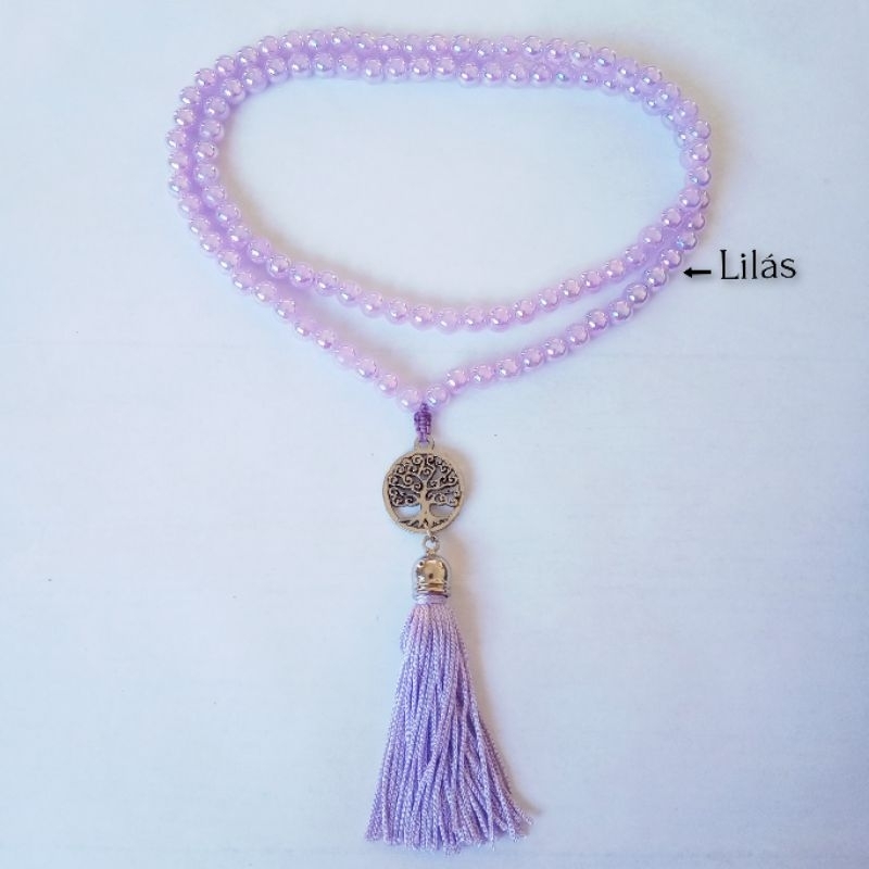 Imagem Japamala 108 Contas Nebulosa Lilás com Pingente Árvore da Vida Rosário Budista Ref:387