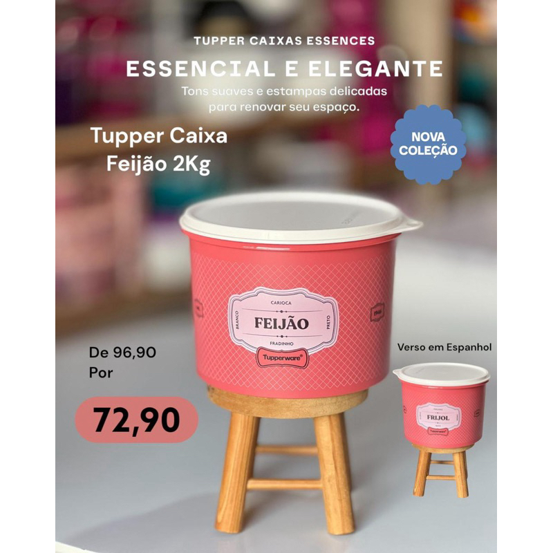 Tupper caixa feijão essences tupperware