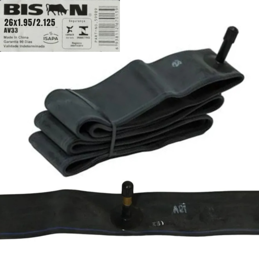 Câmara de ar Bicicleta Aro 26 BISON Bico Grosso Bico 35mm PROMOÇÃO em Oferta na Shopee