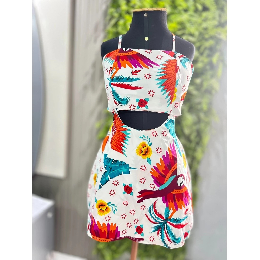 Vestido Macaquinho Feminino Estampado com Bojo, Alça Ajustável e Forro – Conforto e Estilo